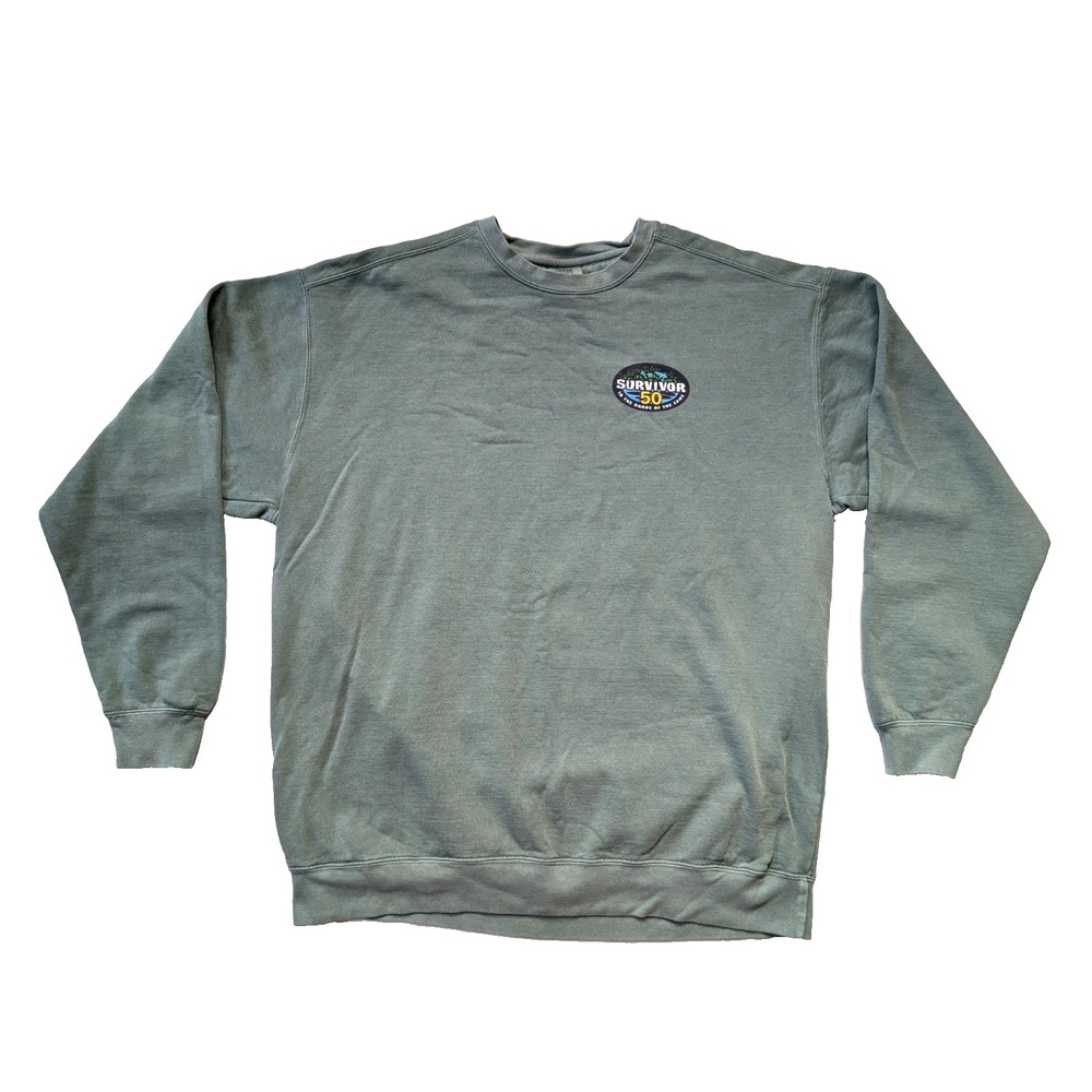 Survivor Season 50 Logo Sweatshirt Mens XXL Green TV Show CBS Double Sided